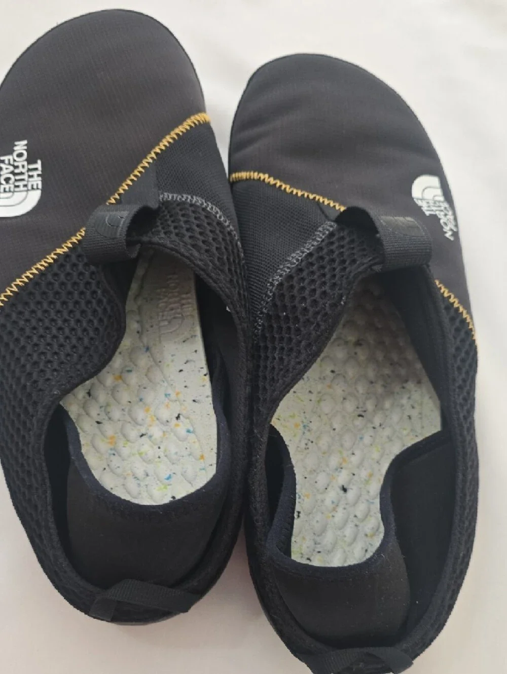 The North Face Black Camp Mule Slip-On Shoes with Yellow Stitching Unisex‎